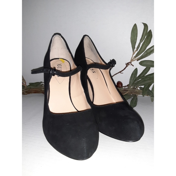 Guess Roses Black Suede Mary Jane Heels - Picture 12 of 16